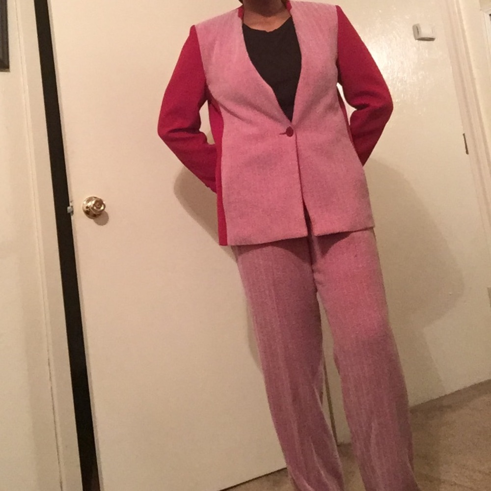 Vintage red & white pants suit